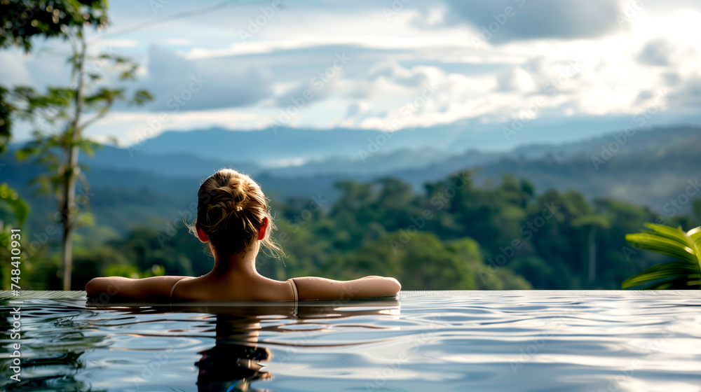 Spa - Woman in Health Pool for Relaxation Spa - Woman in Health Pool for Relaxation
