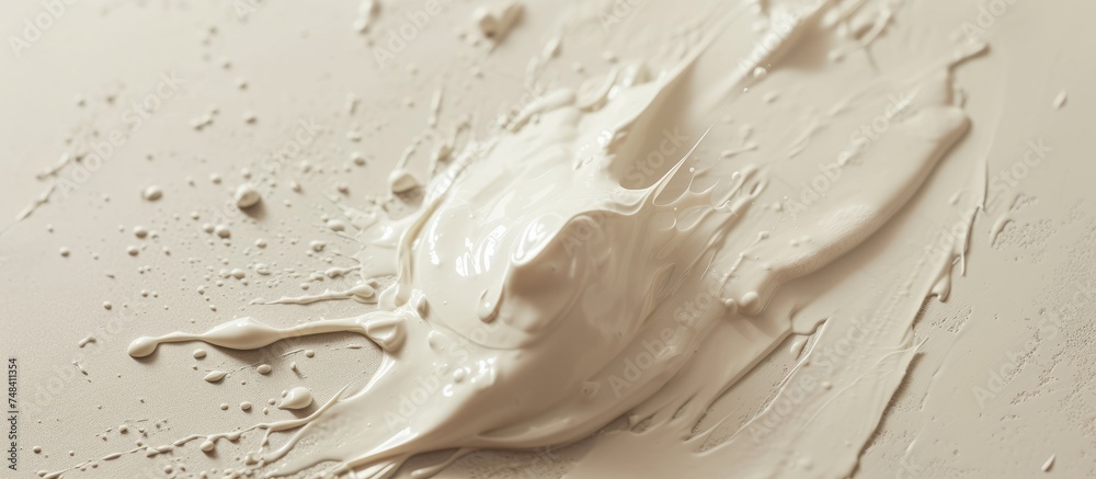 Pouring white paint onto a blank surface, creating a fluid art masterpiece Pouring white paint onto a blank surface, creating a fluid art masterpiece