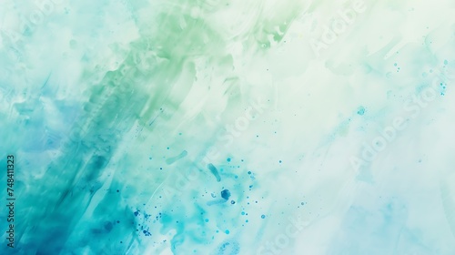Light blue green abstract background Hand drawn watercolor Artistic background with copy space for your design Wide banner : Generative AI