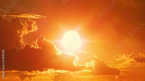 Fiery orange sunset Dramatic golden sky at the sunset background   Generative AI