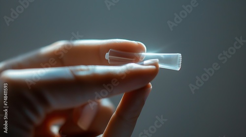Woman squeezing out ointment from tube on her finger closeup : Generative AI