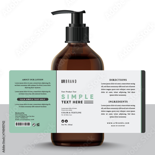 Cosmetic print label and packaging bottle jar skin care cream, lotion, face wash, oil, and soap beauty design.