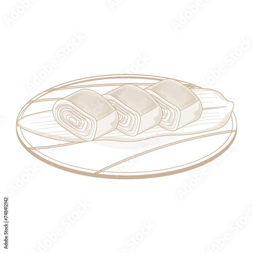 Logo illustration vector line art tamagoyaki Japanese rolled omelet
