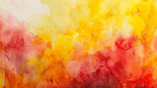 Yellow orange red watercolor background Colorful art background with copy space for design Wide banner Website header Birthday Valentines day Mothers day holiday anniversary : Generative AI photo