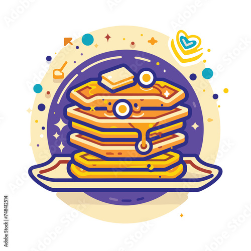 A plate of pancakes illustration minimal 2D vector for design