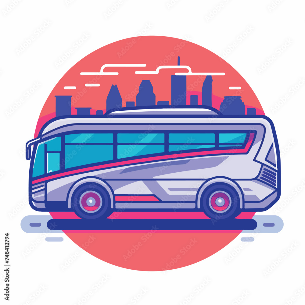 Bus illustration minimal 2D vector for design