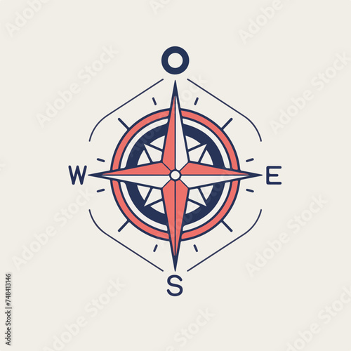 Compass icon minimal 2D vector for design