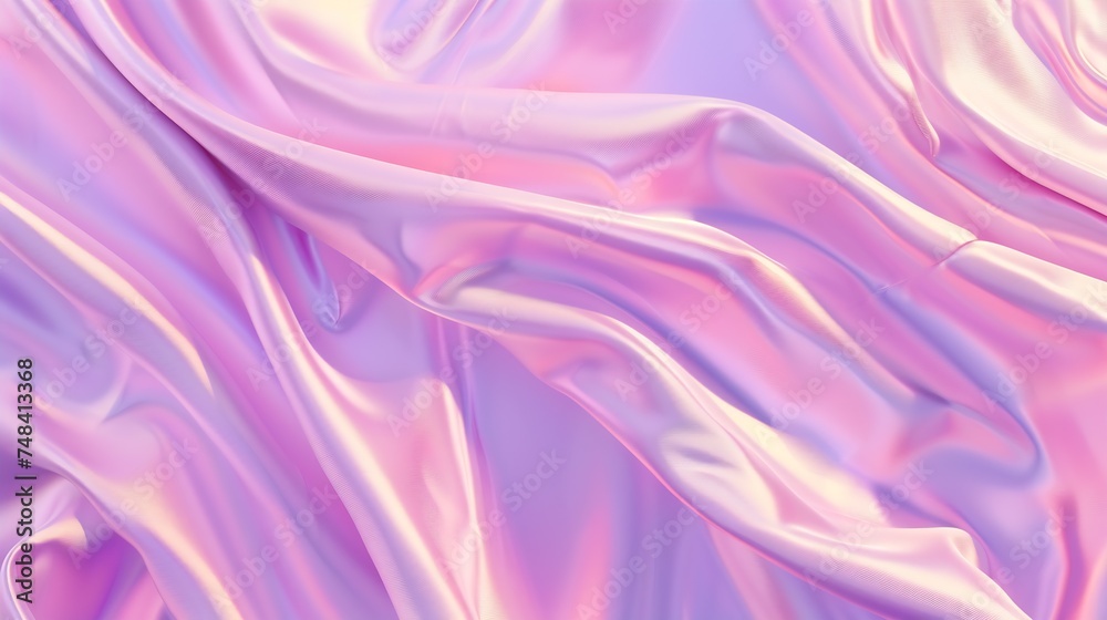 Obraz premium Beautiful purple pink silk satin background Soft folds on shiny fabric Luxury background with copy space for design Web banner Valentines day birthday Table top view flat lay : Generative AI