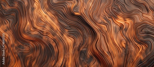 This close-up showcases a wooden surface with intricate wavy lines creating a mesmerizing pattern. The natural texture of the wood adds depth and character to the image.