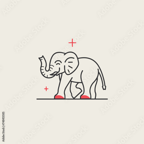 Elephant icon minimal 2D vector for design