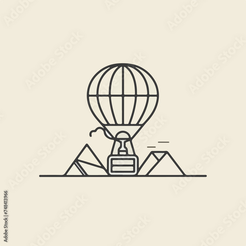 Hot air balloon icon minimal 2D vector for design