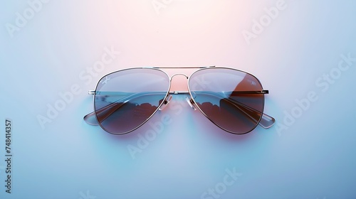 New stylish aviator sunglasses isolated on white top view : Generative AI