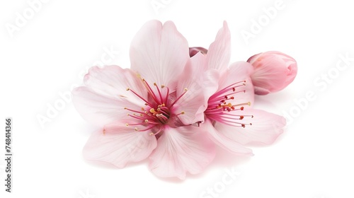 Cherry Blossom or Sakura flower on white background : Generative AI