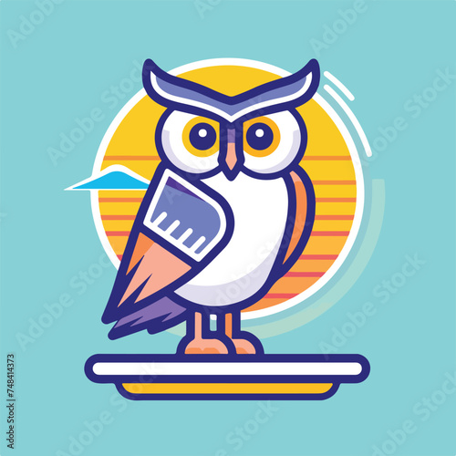 Owl illstration minimal vector 2D for design
