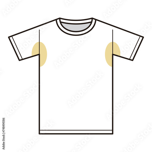 汗染みで汚れたTシャツのイラスト