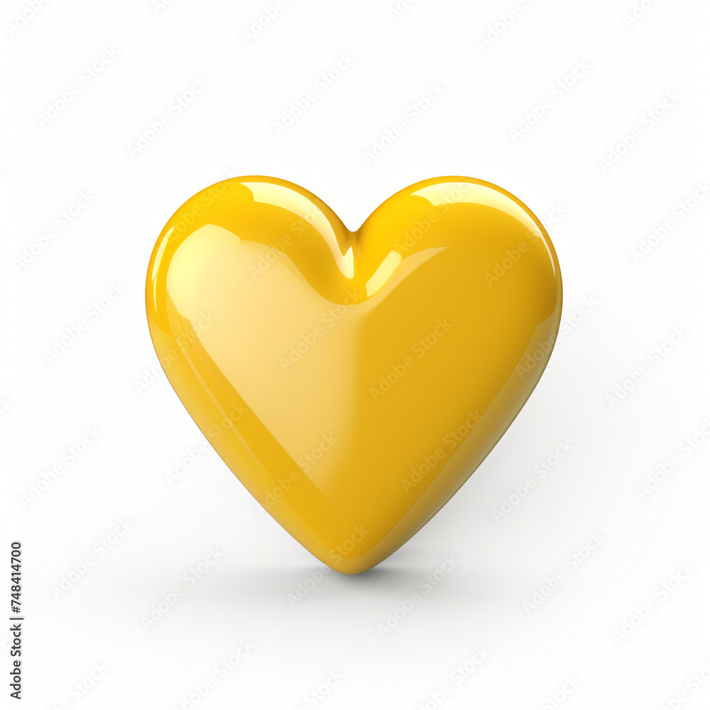 3d render icon of yellow heart cartoon isolated white background generated AI 3d render icon of yellow heart cartoon isolated white background generated AI