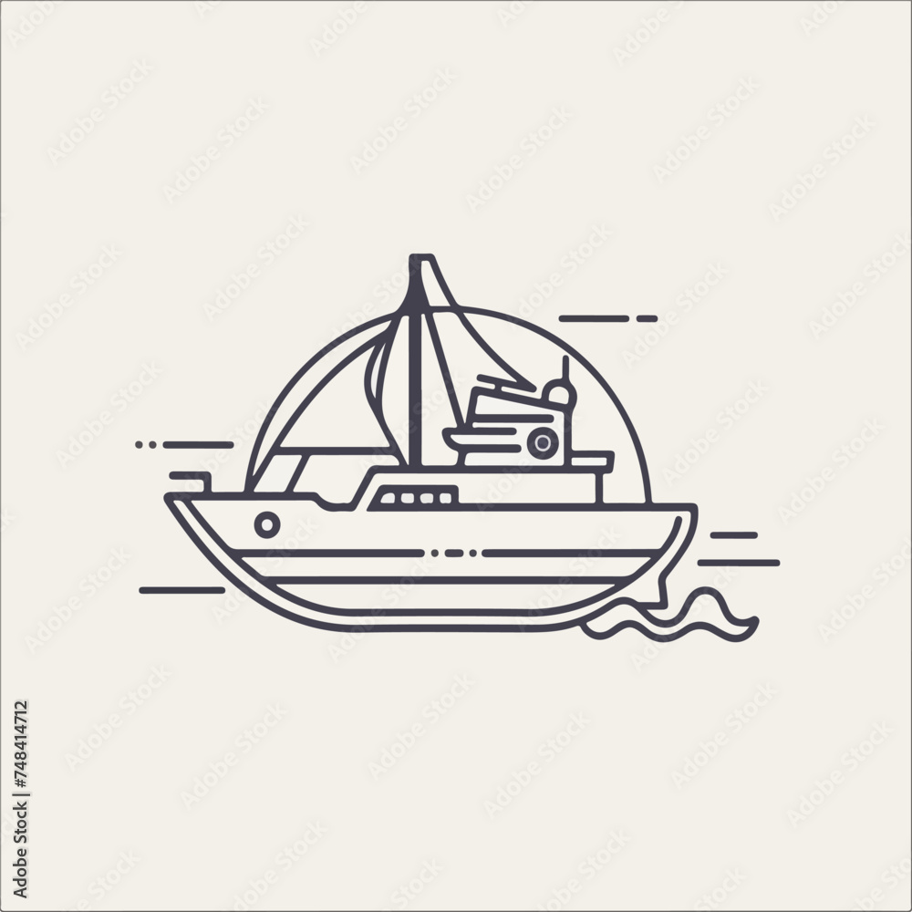 Naklejka premium ShipBoat icon minimal 2D vector for design
