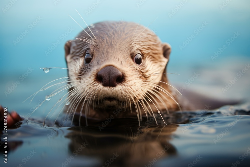 Fototapeta premium Graceful Otter underwater. Nature animal wildlife. Generate Ai