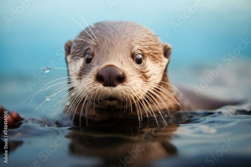 Graceful Otter underwater. Nature animal wildlife. Generate Ai © juliars