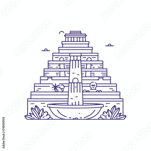 The Hanging Gardens of Babylon icon minimal 2D vector for design