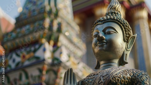 Wat Arun ratchawararam Ratchaworamahawihan or Wat Arun location at Chao Phraya Riverside in Bangkok Thailand One of the most attractive temples in Thailand : Generative AI photo