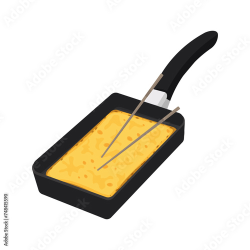 Tamagoyaki vector illustration logo cooked in a square pan