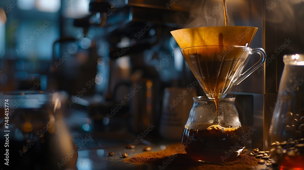 coffee drip process coffee cafe with slow bar : Generative AI