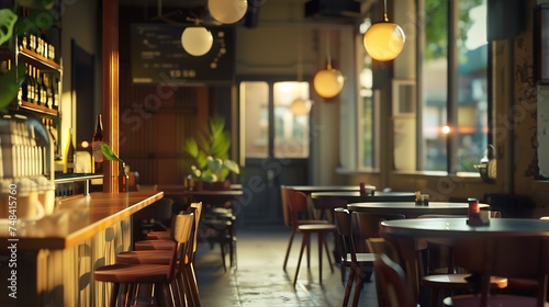 Empty cafe or bar interior daytime : Generative AI photo