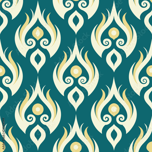 Curvy lines weave and dance, a seamless ikat masterpiece.