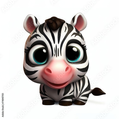 3D Cute smile zebra character 