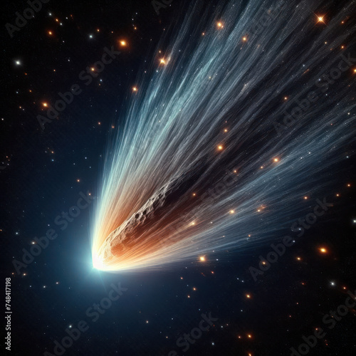 Halley comet, asteroid, Comet on the space, Halley's Comet, Stardust in deep universe, Asteroid, Komet, астероид, комета, comet with large dust and gas trails.
