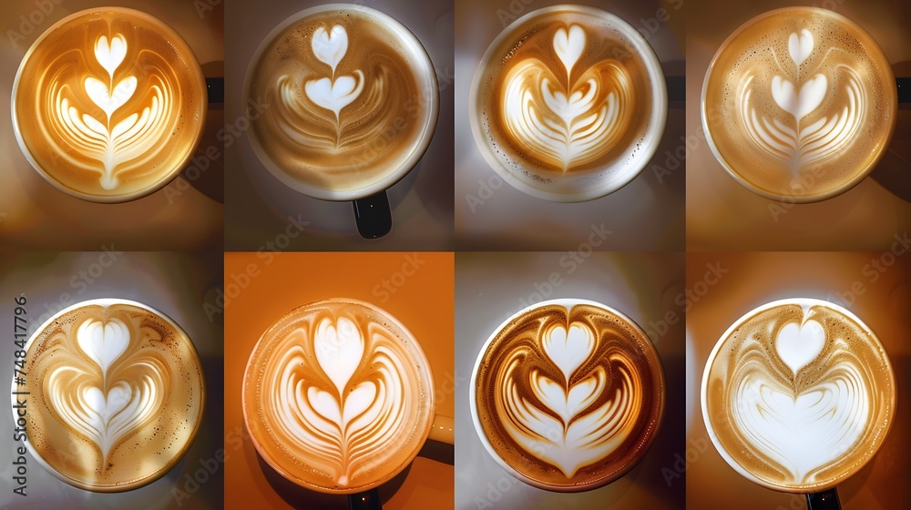 Steps of making cafe latte art tulip shape : Generative AI Steps of making cafe latte art tulip shape : Generative AI
