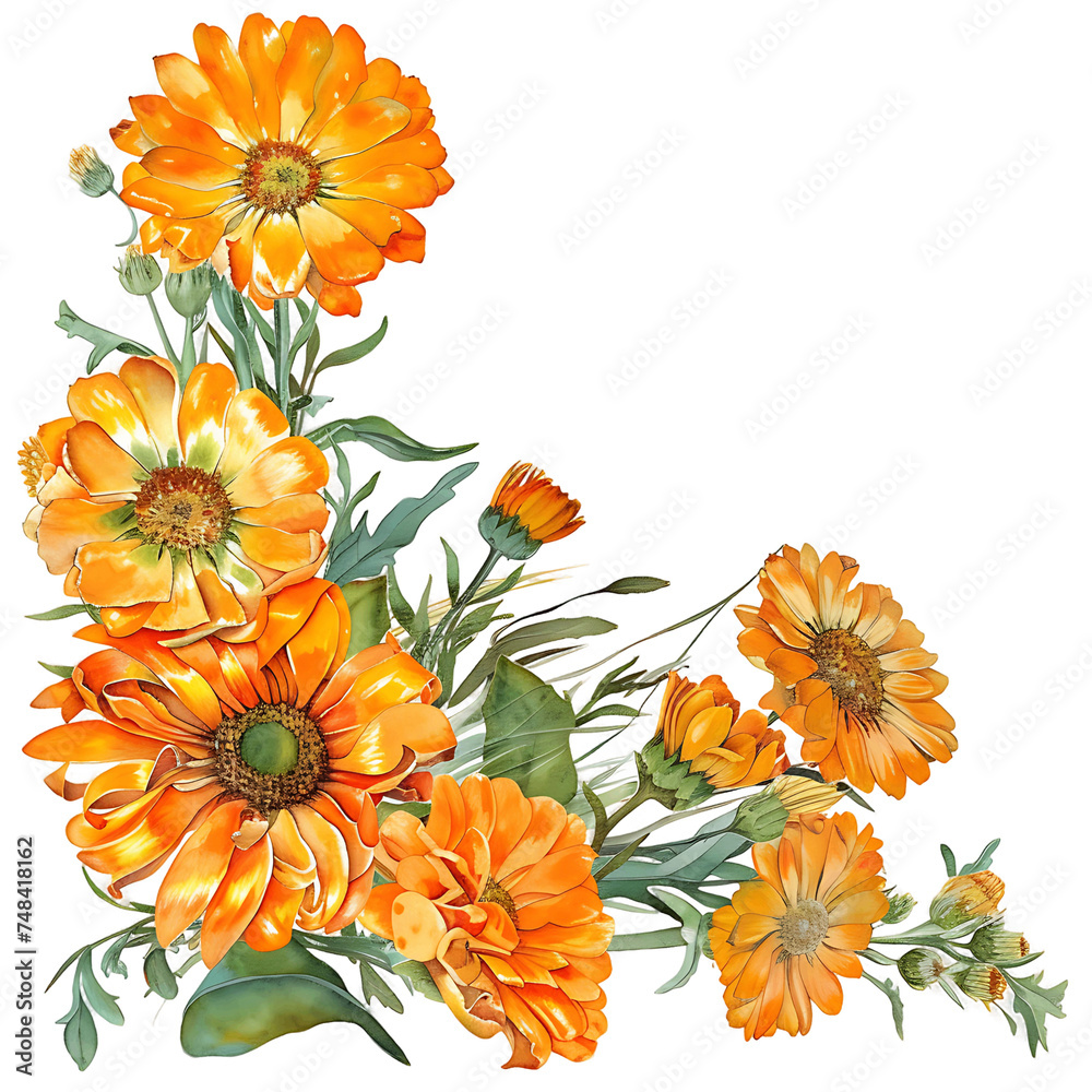 Cozy Watercolor Calendula Bloom Clipart Cozy Watercolor Calendula Bloom Clipart