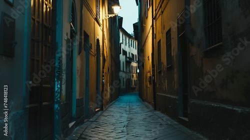 Narrow street in Florence Tuscany Italy Architecture and landmark of Florence Night cozy Florence cityscape : Generative AI