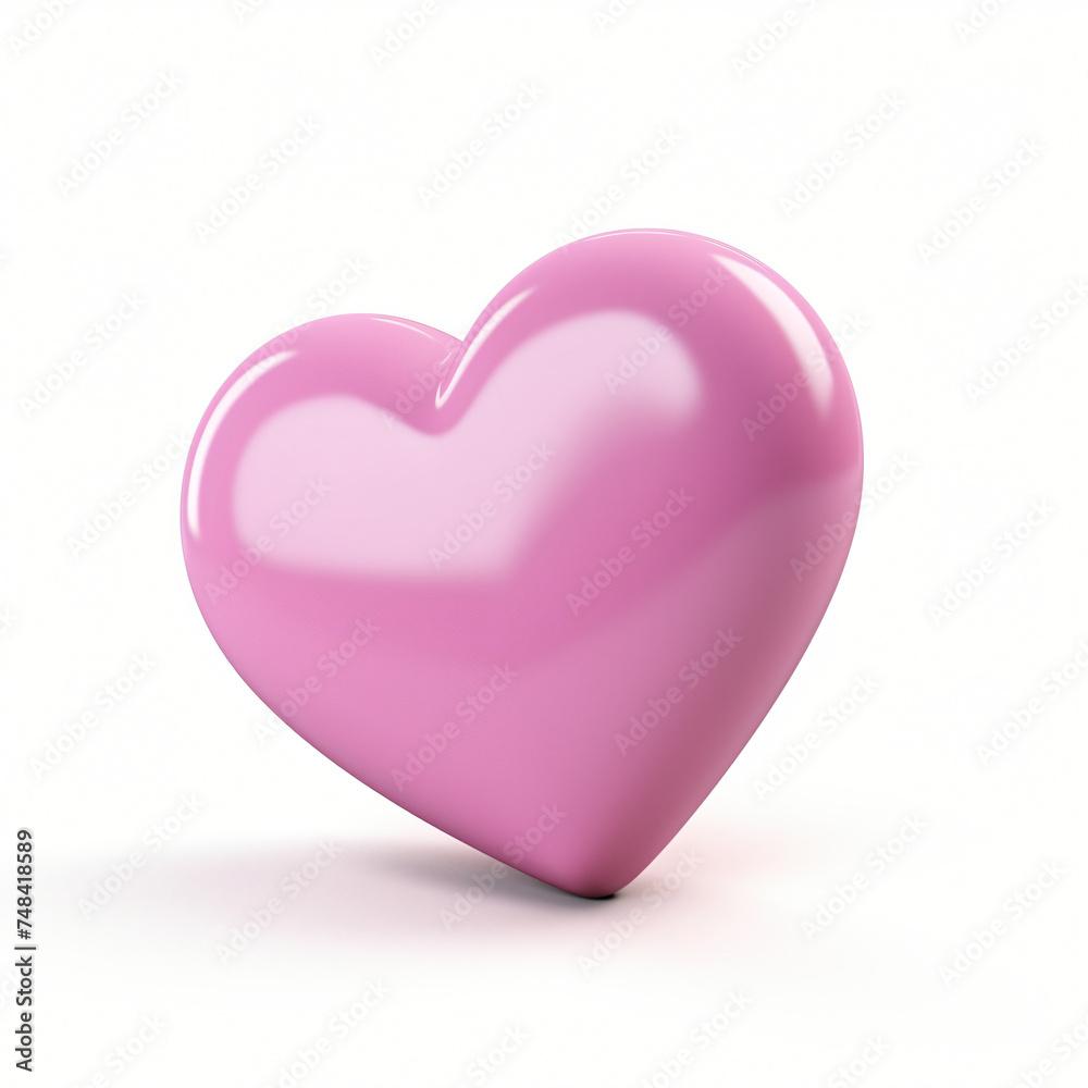 render icon of pink heart cartoon isolated generated AI