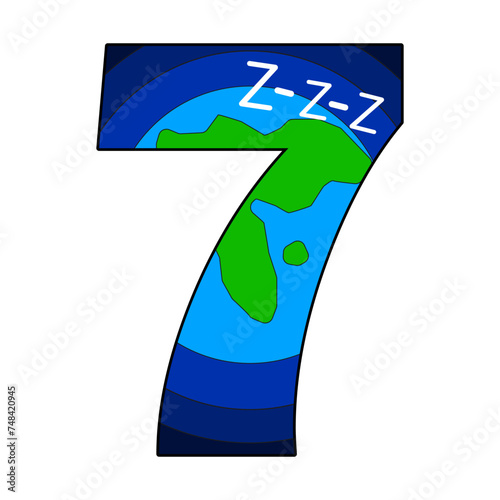 Illustration of the seventh day of creation with God resting. Symbolic earth and sleep design. Vector illustration. EPS 10.