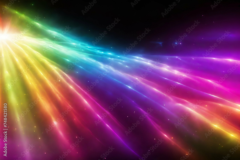 Prism Rainbow Light Flares Overlay on Black Background Prism Rainbow Light Flares Overlay on Black Background