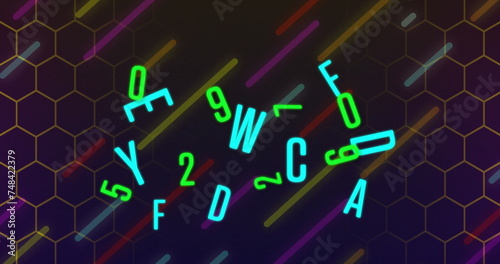 Image of letters over digital light trails