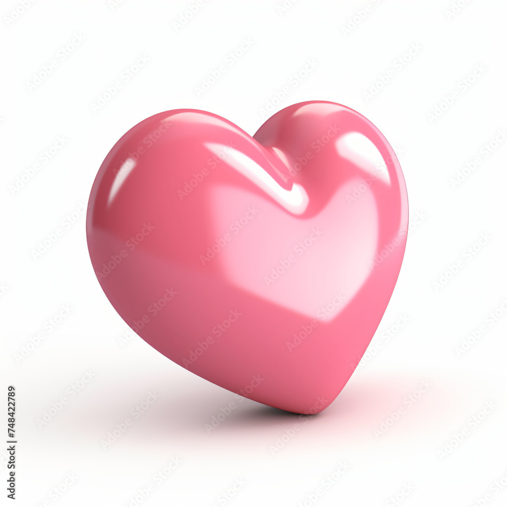 render icon of pink heart cartoon isolated generated AI render icon of pink heart cartoon isolated generated AI
