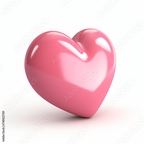 render icon of pink heart cartoon isolated generated AI