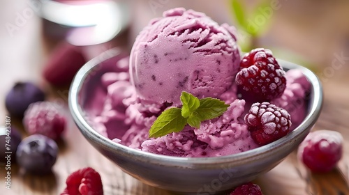 delicious dessert or ice cream, made from fresh berries
