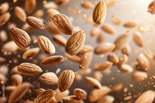 Flying Tasty and nutritious almond nuts