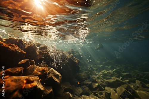 The sea water along the beach shoreline