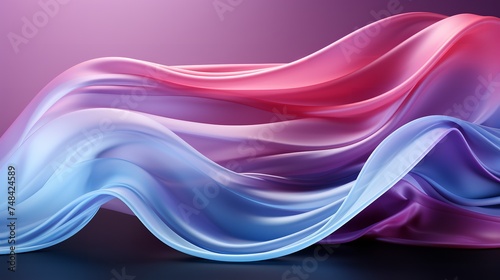 This digital art depicts a purple and pink wave on a purple background. The wave is smooth and flowing, and it appears to be suspended in mid-air.