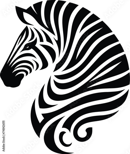 zebra horse animal silhouette in ethnic tribal tattoo, 