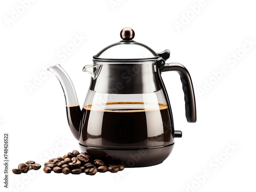 teapot, coffee bean isolated on a transparent background