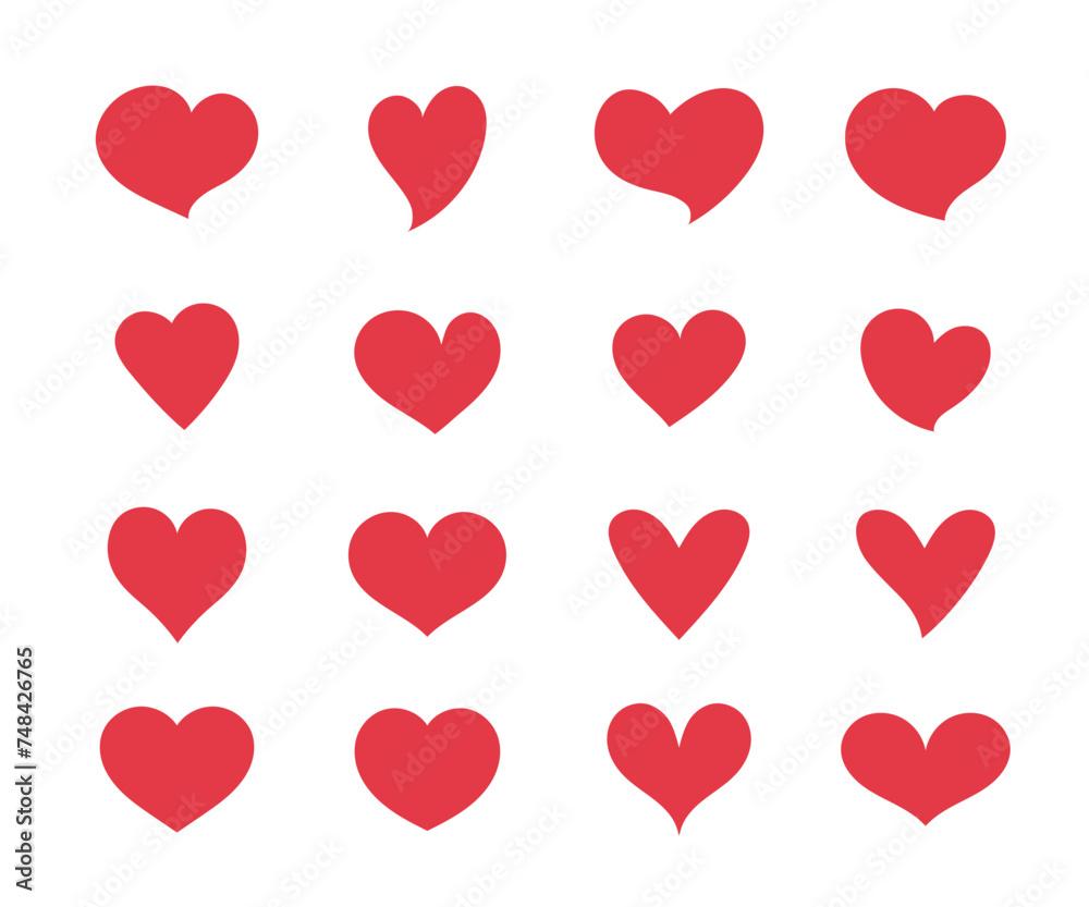 collection of Love, heart red color vector