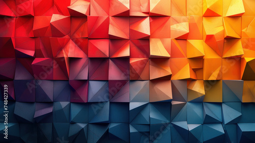 Abstract colorful geometric background with a gradient from blue to red.