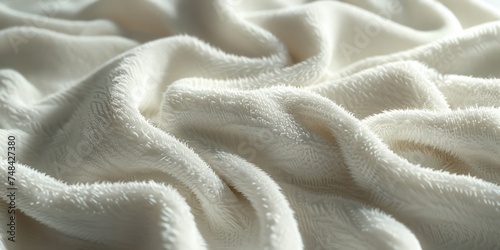 Abstract white cotton fabric weave of cotton or linen satin fabric lies texture background. 