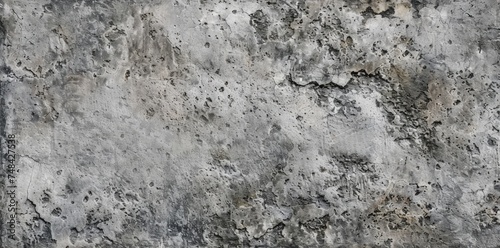 A detailed view of a concrete wall showing prominent cracks and weathering, with visible signs of wear and tear. © pham